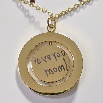 Gold Circle Swivel Necklace - Ready to be Engraved - Premium Stainless Steel Piece #700012