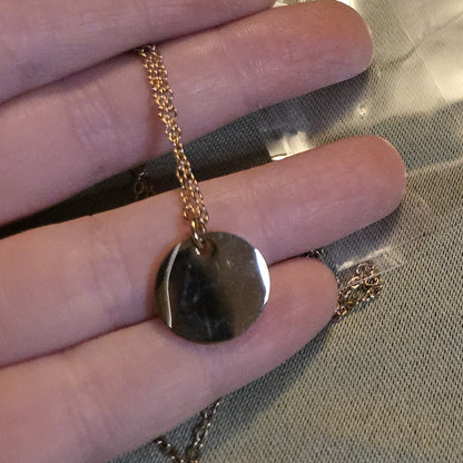 15mm Small Size Circle Pendant - Ready to be Engraved - Premium Stainless Steel Piece #700024