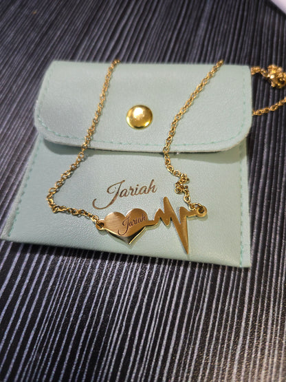 Heart Beat Necklace - Ready to be Engraved - Premium Stainless Steel Piece #700030
