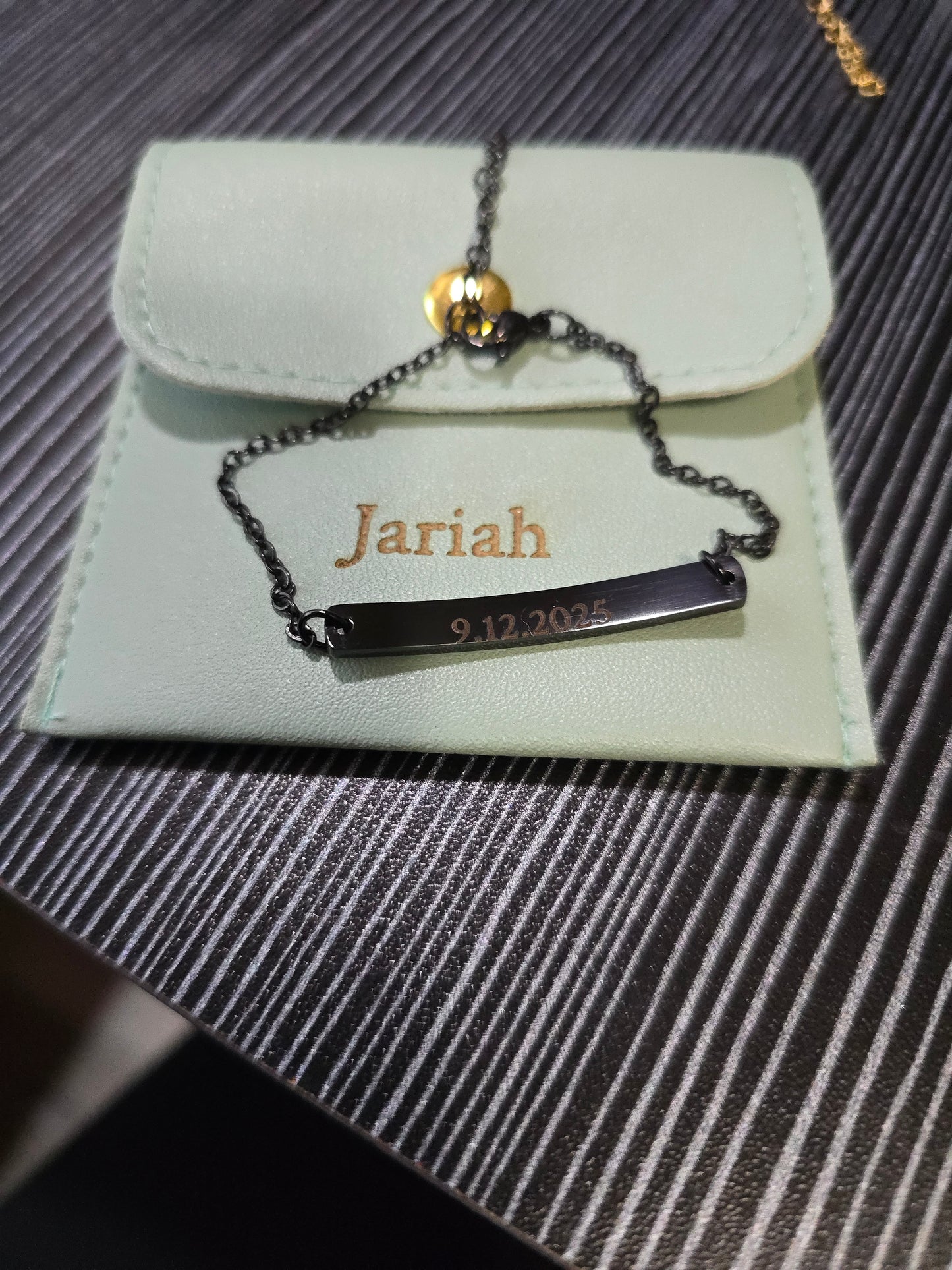 Black Horizontal Bar Bracelet - Ready to be Engraved - Premium Stainless Steel Piece #700025