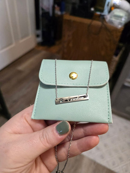 Paw - Horizontal Bar Necklace - Ready to be Engraved - Premium Stainless Steel Piece #700038