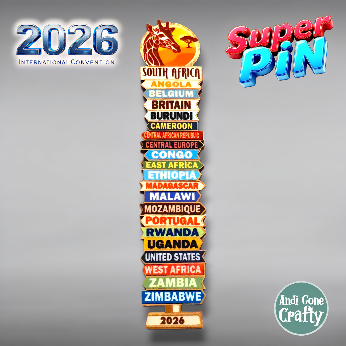 South Africa Johannesburg - Super Pin - Invited Branches - 2026 International Convention of Jehovah's Witnesses - JW Gifts and Souvenirs