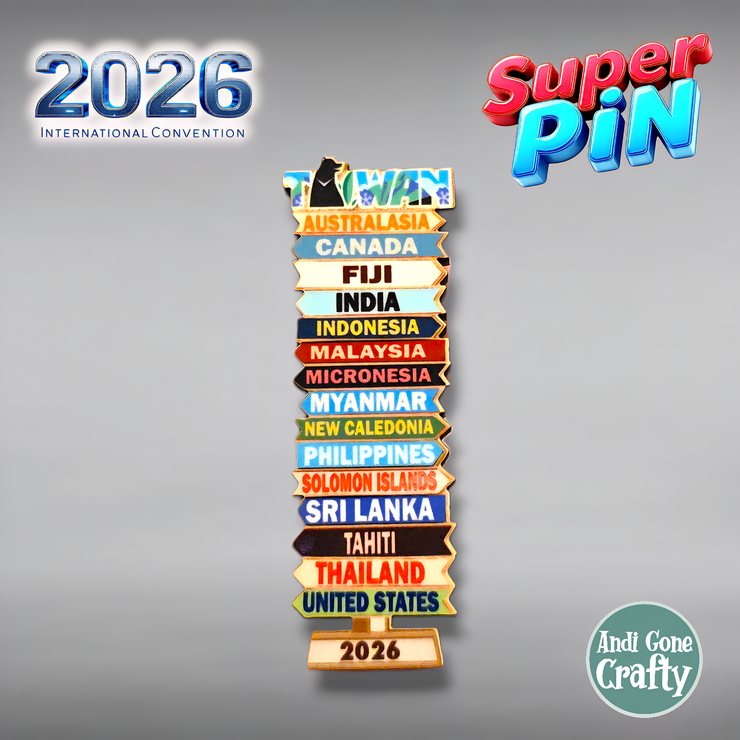 Taiwan Kaohsiung - Super Pin - Invited Branches - 2026 International Convention of Jehovah's Witnesses - JW Gifts and Souvenirs