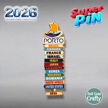 Portugal Porto - Super Pin - Invited Branches - 2026 International Convention of Jehovah's Witnesses - JW Gifts and Souvenirs