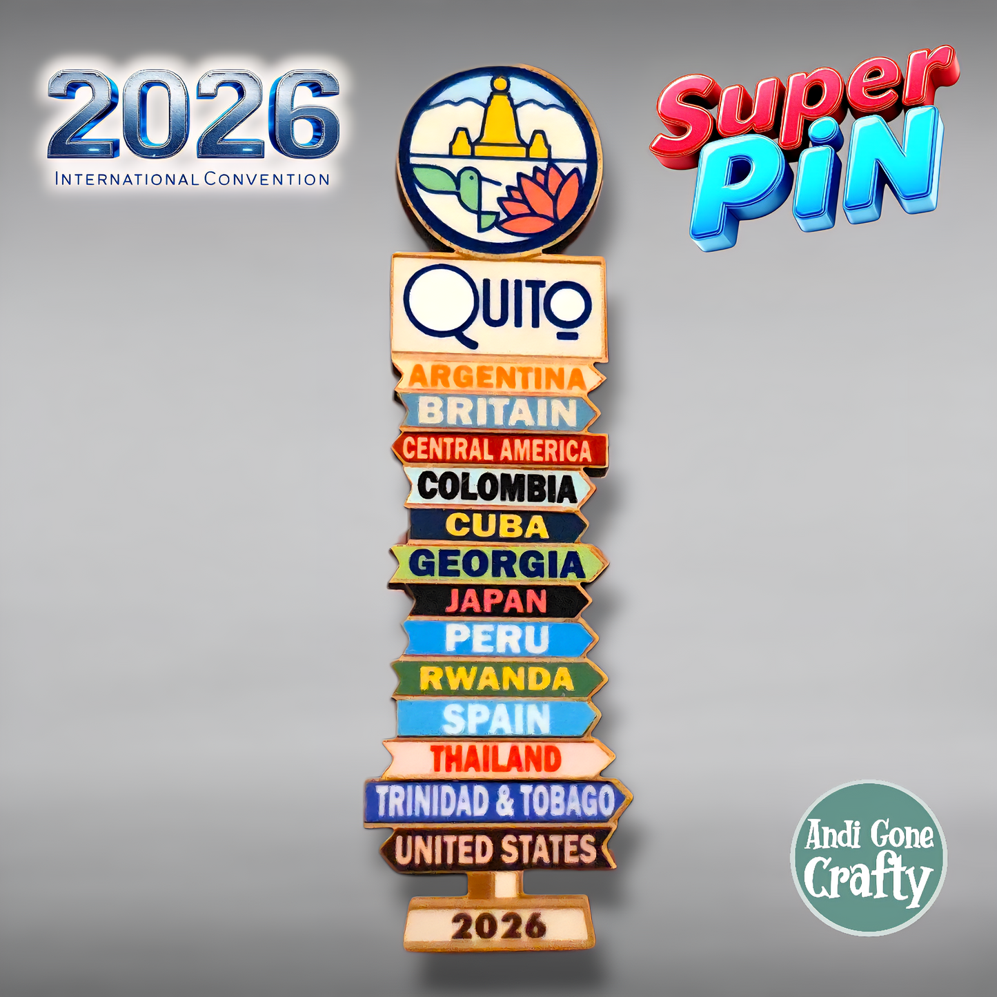 Ecuador Quito - Super Pin - Invited Branches - 2026 International Convention of Jehovah's Witnesses - JW Gifts and Souvenirs