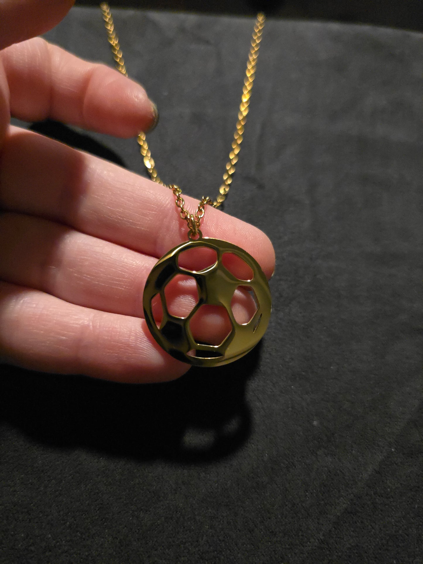 Gold Soccer Necklace - Ready to be Engraved - Premium Stainless Steel Piece #700042