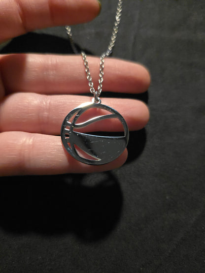 Silver Basketball Necklace - Ready to be Engraved - Premium Stainless Steel Piece #700041