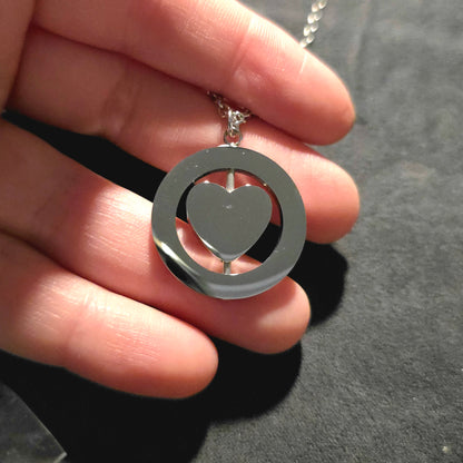 Rotating Heart Necklace - Ready to be Engraved - Premium Stainless Steel Piece #700040