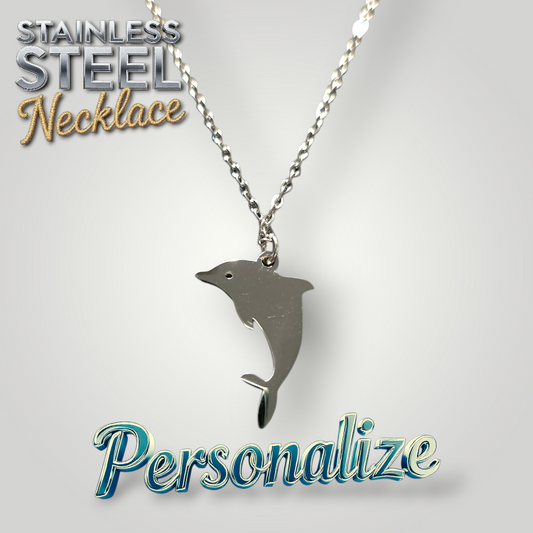 Dolphin Necklace - Ready to be Engraved - Premium Stainless Steel Piece #700043