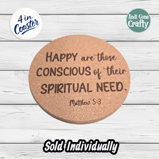 Conscious Spiritual Need - 2026 Years Text - JW 4in Cork Coaster