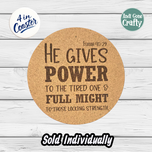 Gives Power - JW 4in Cork Coaster