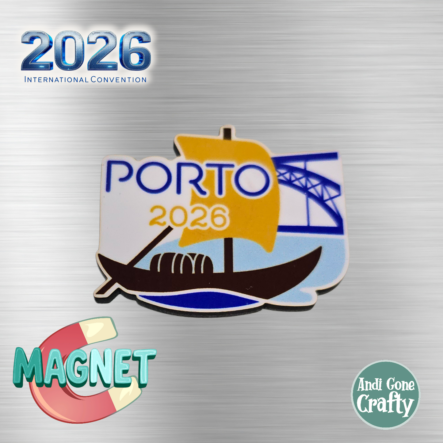 Porto - Portugal - Apx 1.75in Magnet - 2026 International Convention of Jehovah's Witnesses - JW Gifts and Souvenirs