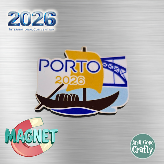 Porto - Portugal - Apx 1.75in Magnet - 2026 International Convention of Jehovah's Witnesses - JW Gifts and Souvenirs