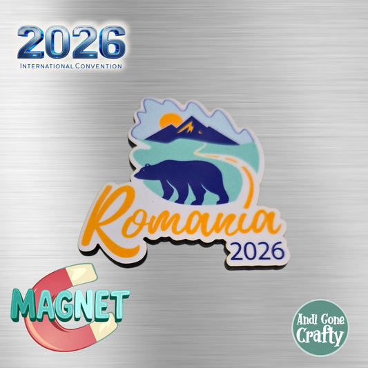 Romania - Bucharest - Apx 1.75in Magnet - 2026 International Convention of Jehovah's Witnesses - JW Gifts and Souvenirs