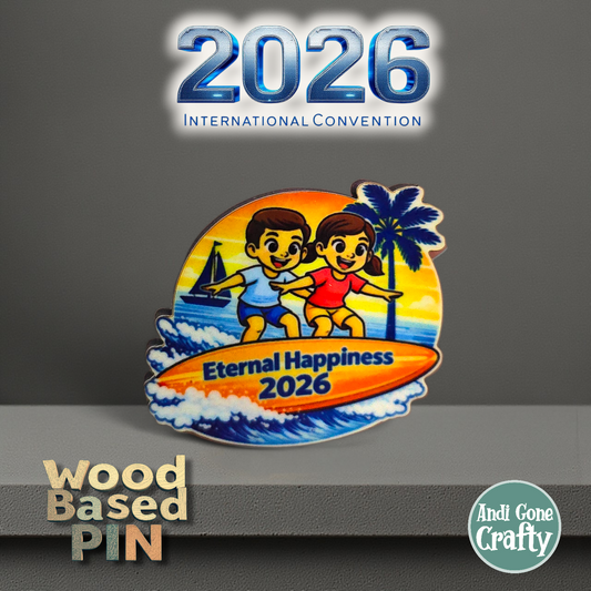 JW Kids on Surf Board - United States San Diego - Pin - 2026 International Convention of Jehovah's Witnesses - JW Gifts and Souvenirs