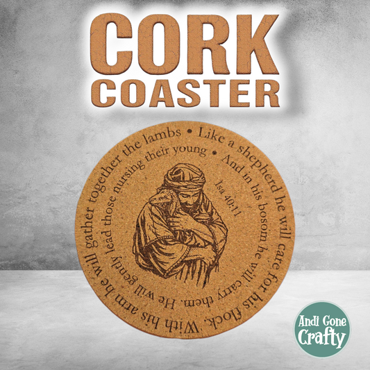 Shepherd - Isa 10:40 - JW 4in Cork Coaster