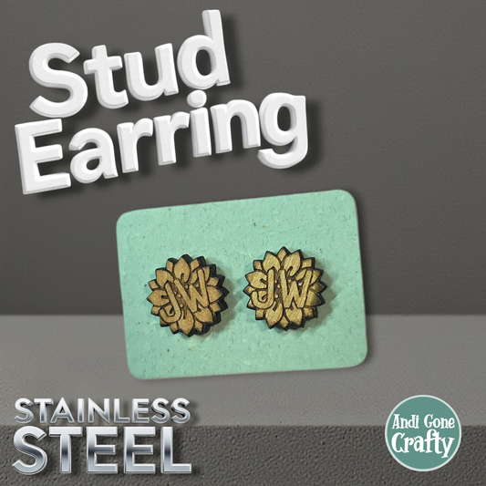 Sunflower 3 - Wood JW Earring - Stainless Steel Posts