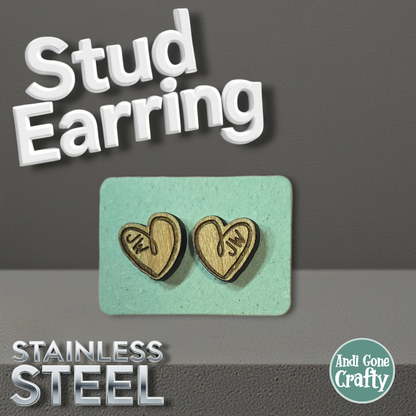 Heart - JW Stud Earring - Stainless Steel Posts