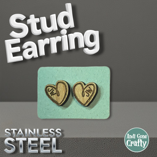 Heart - Wood JW Earring - Stainless Steel Posts