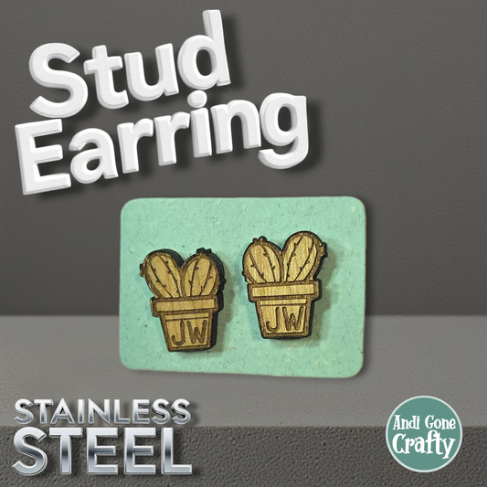 Plant 4 - Wood JW Earring - Stainless Steel Posts