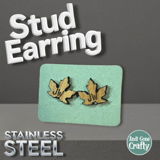 Maple Leaf - Fall - Wood JW Earring - Stainless Steel Posts