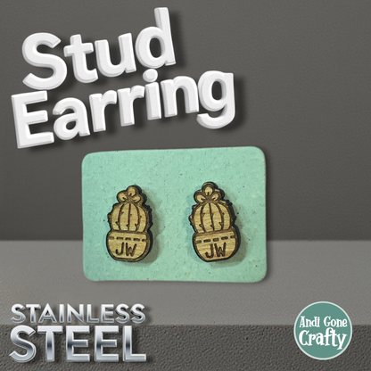 Plant 3 - JW Stud Earring - Stainless Steel Posts