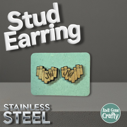 Book Heart - JW Stud Earring - Stainless Steel Posts