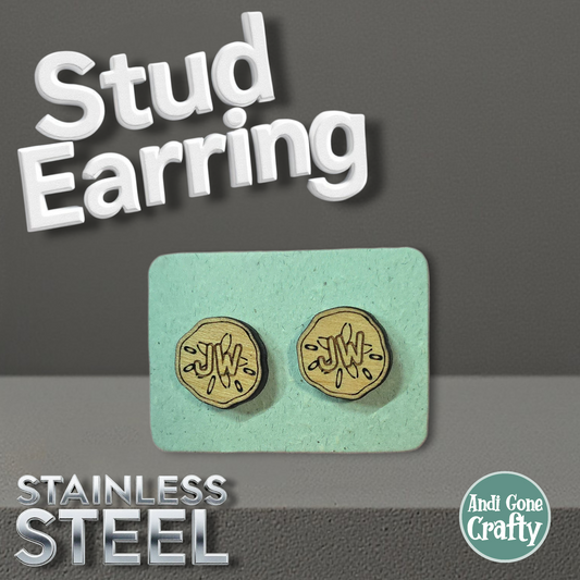 Sand Dollar - Wood JW Earring - Stainless Steel Posts