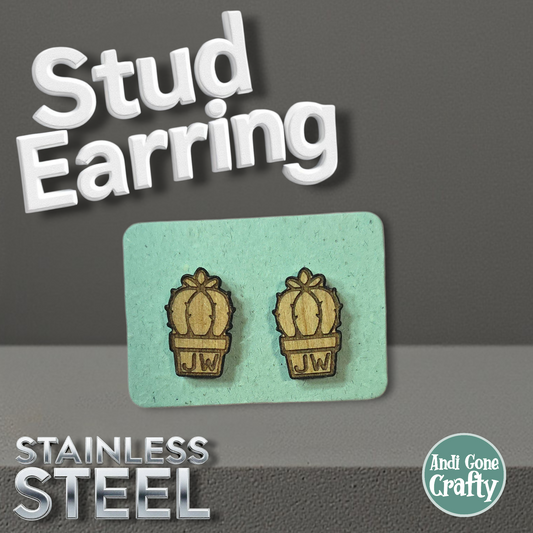 Plant 2 - Wood JW Earring - Stainless Steel Posts