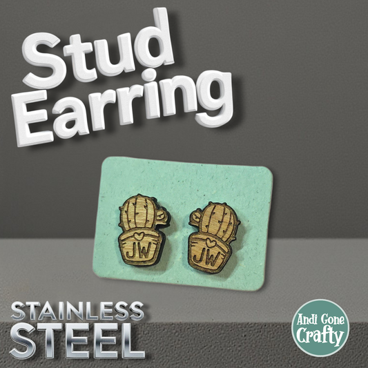 Plant 1 - Wood JW Earring - Stainless Steel Posts