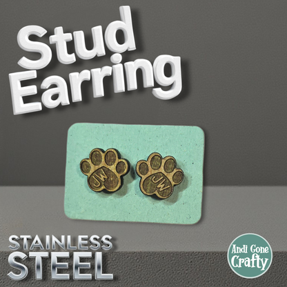 Paw - JW Stud Earring - Stainless Steel Posts