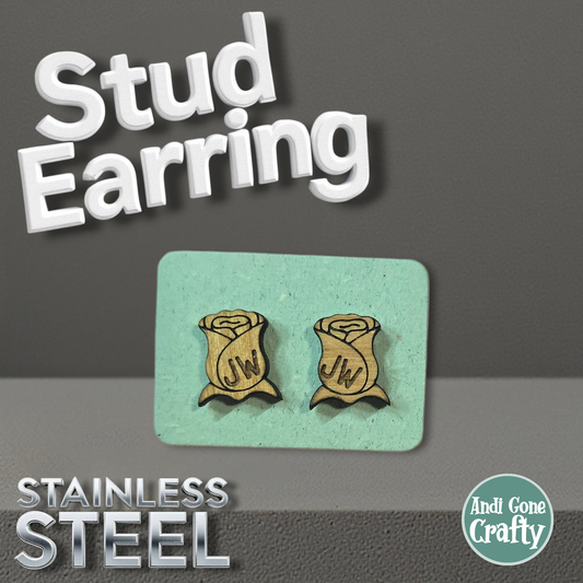 Rose - Wood JW Earring - Stainless Steel Posts