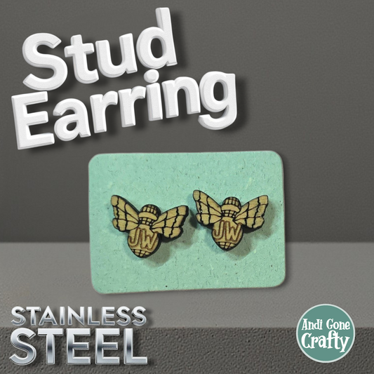 Bee - Wood JW Earring - Stainless Steel Posts