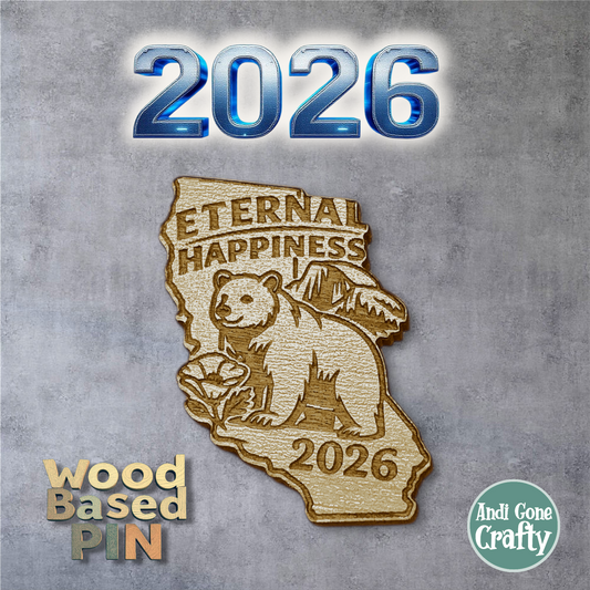 CA Bear (Simple Version) - 2026 Eternal Happiness Convention - JW Pin - Cherry Wood