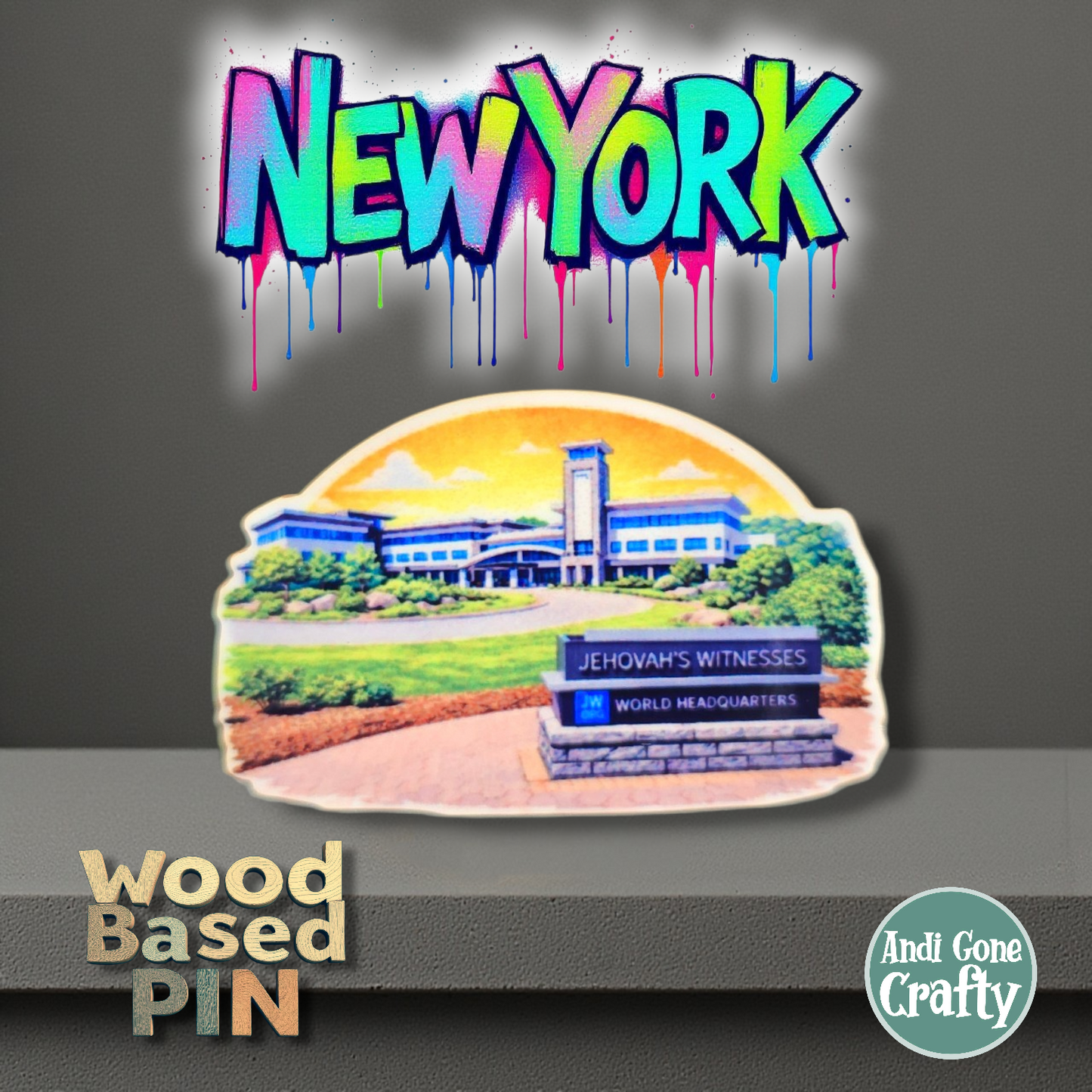 New York - 1.5" Pin - Headquarters Jehovah's Witnesses - JW Gifts and Souvenirs