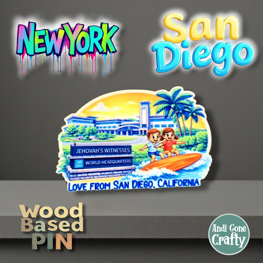 New York - United States San Diego - 1.5" Pin - 2026 International Convention of Jehovah's Witnesses - JW Gifts and Souvenirs