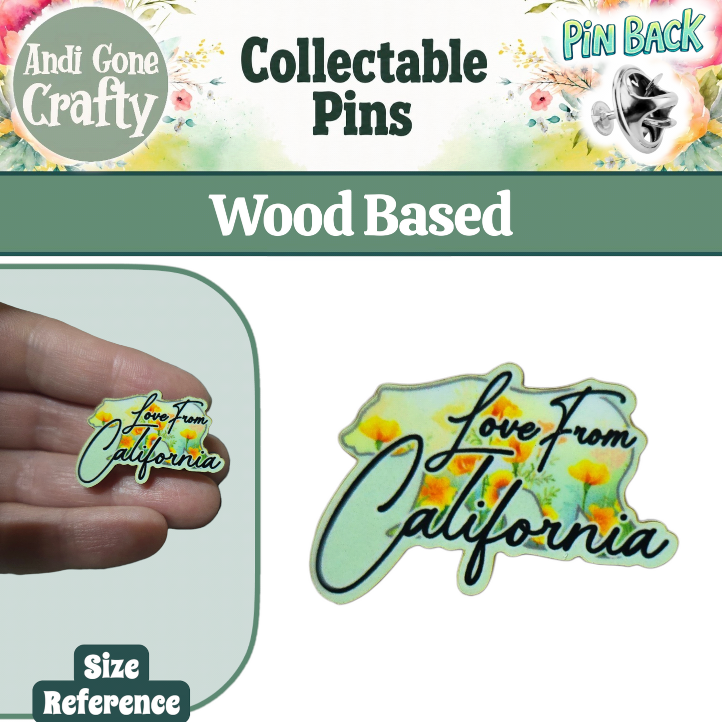 Teal Bear CA - Love From California - JW Pin