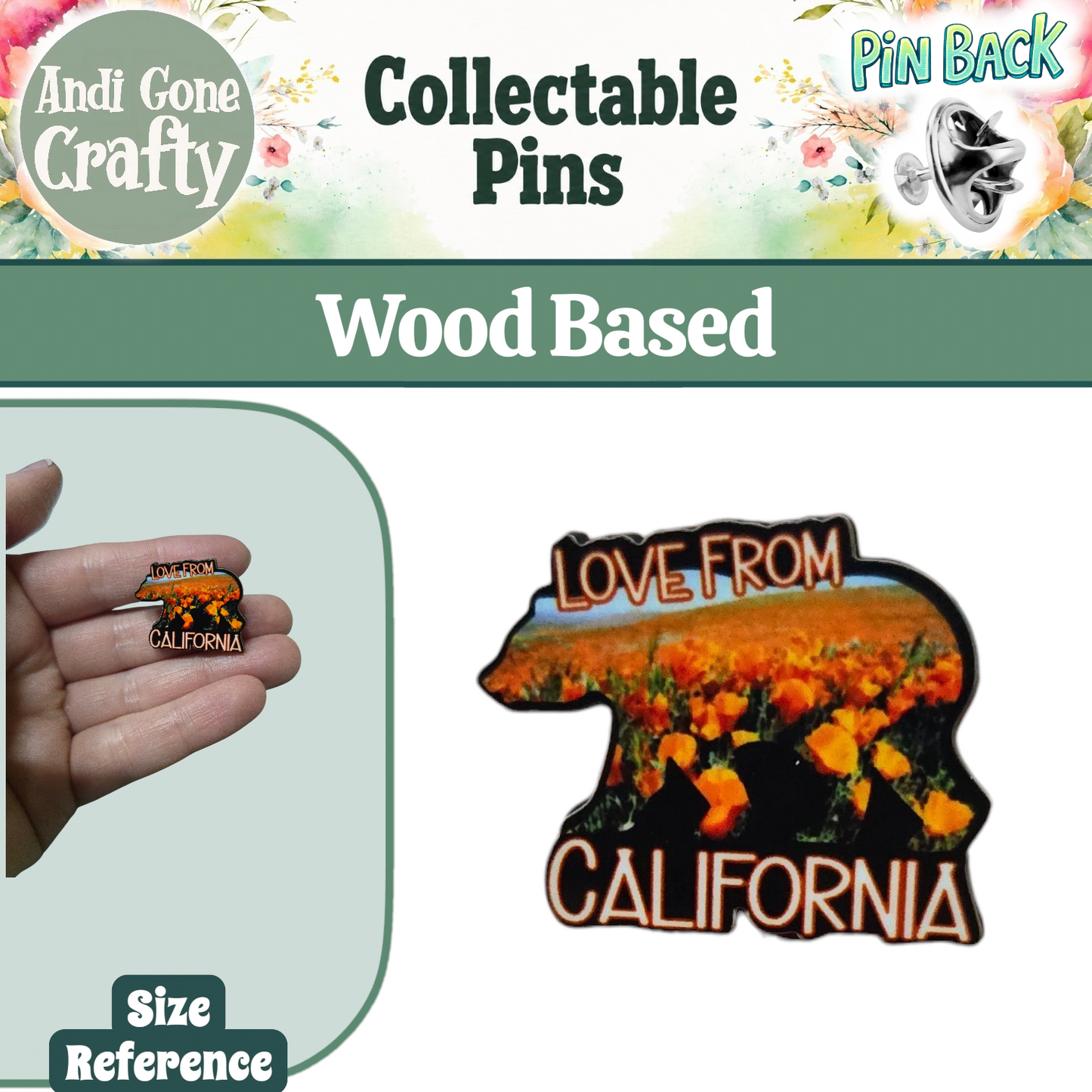 Poppies - Orange Bear CA  - Love From California - JW Pin