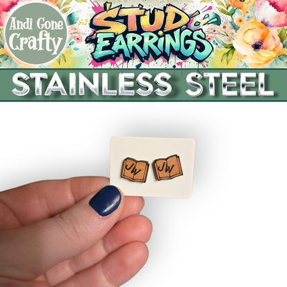 Open Book - JW Stud Earring - Stainless Steel Posts
