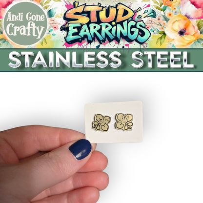 Bee w/Flower - JW Stud Earring - Stainless Steel Posts