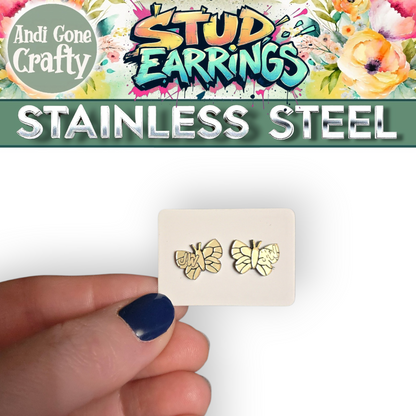 Butterfly - JW Stud Earring - Stainless Steel Posts