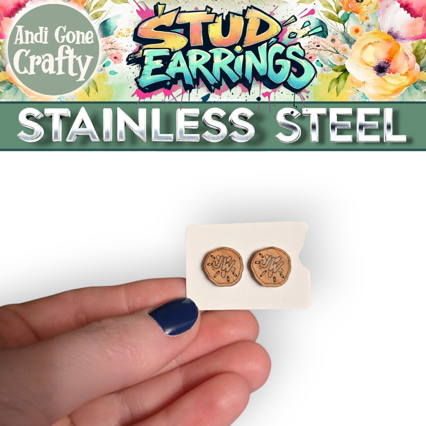Sand Dollar - JW Stud Earring - Stainless Steel Posts