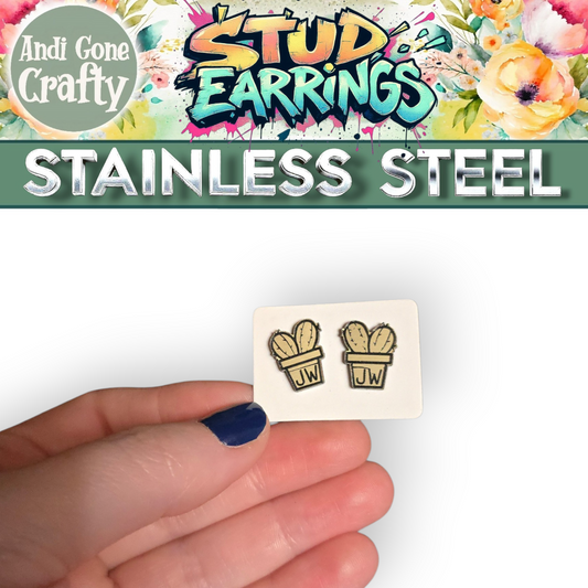 Plant 4 - JW Stud Earring - Stainless Steel Posts