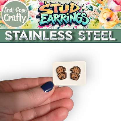 Plant 1 - JW Stud Earring - Stainless Steel Posts