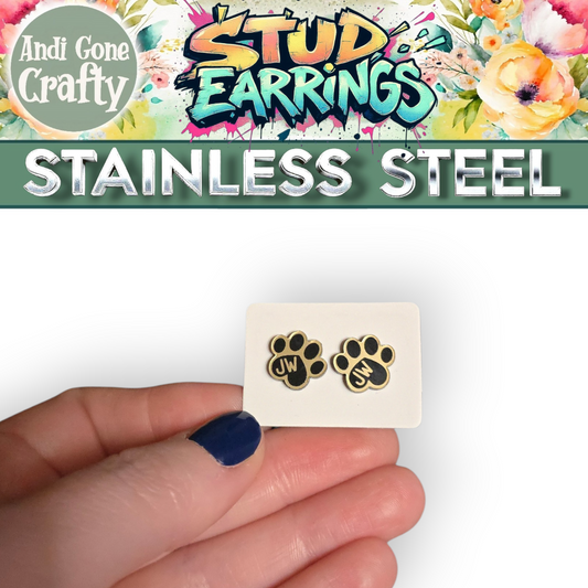 Paw - JW Stud Earring - Stainless Steel Posts