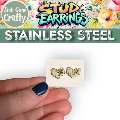 Book Heart - JW Stud Earring - Stainless Steel Posts