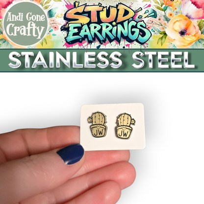 Plant 1 - JW Stud Earring - Stainless Steel Posts