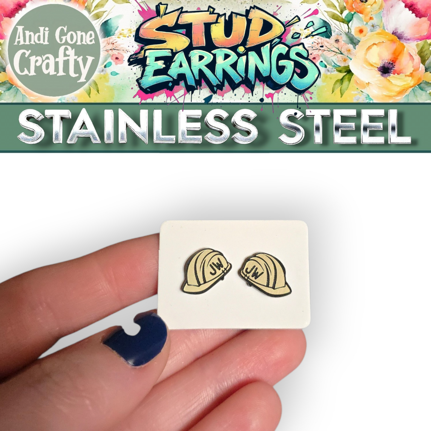 LDC - Wood Hardhat Earrings - Stainless Steel
