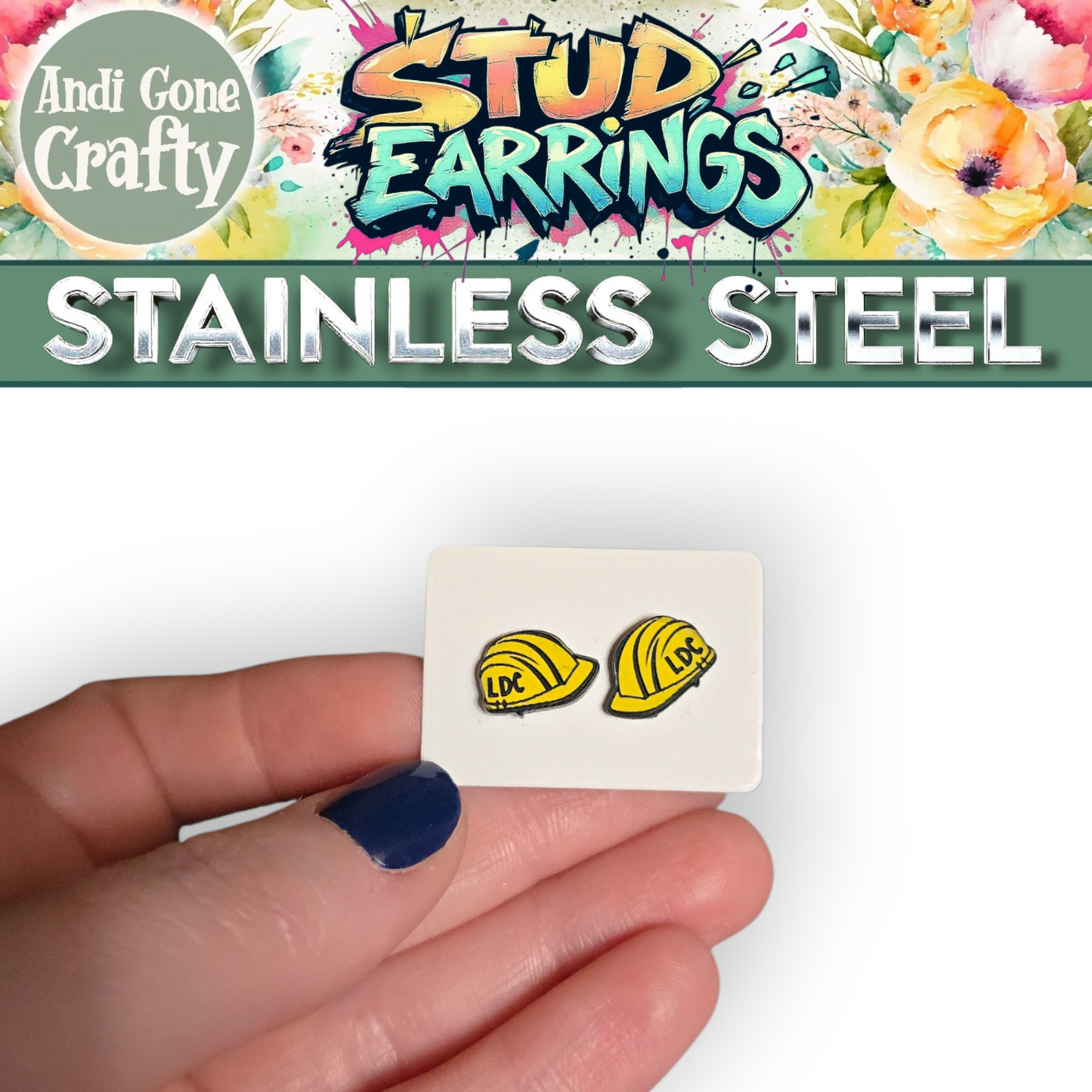 LDC - Wood Hardhat Earrings - Stainless Steel