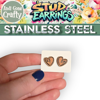 Heart - JW Stud Earring - Stainless Steel Posts